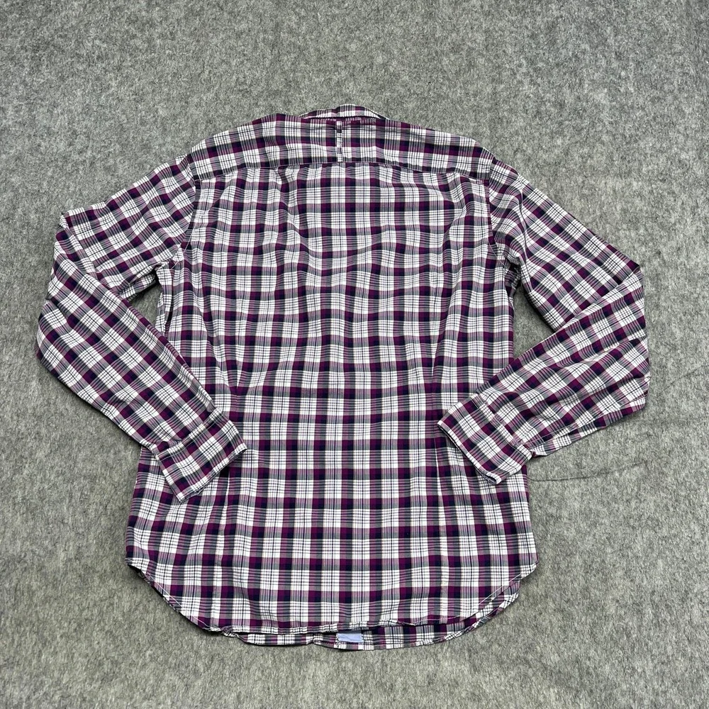 Banana Republic Shirt Mens Medium Purple Plaid Grant Fit Custom 078 Cotton Work